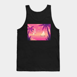 sunset with boat Tank Top